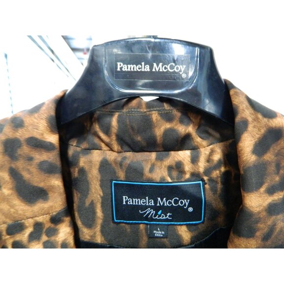 Pamela McCoy Mist Leopard Print Womens Robe Jacket With Tie Waist Size Large - Picture 2 of 16